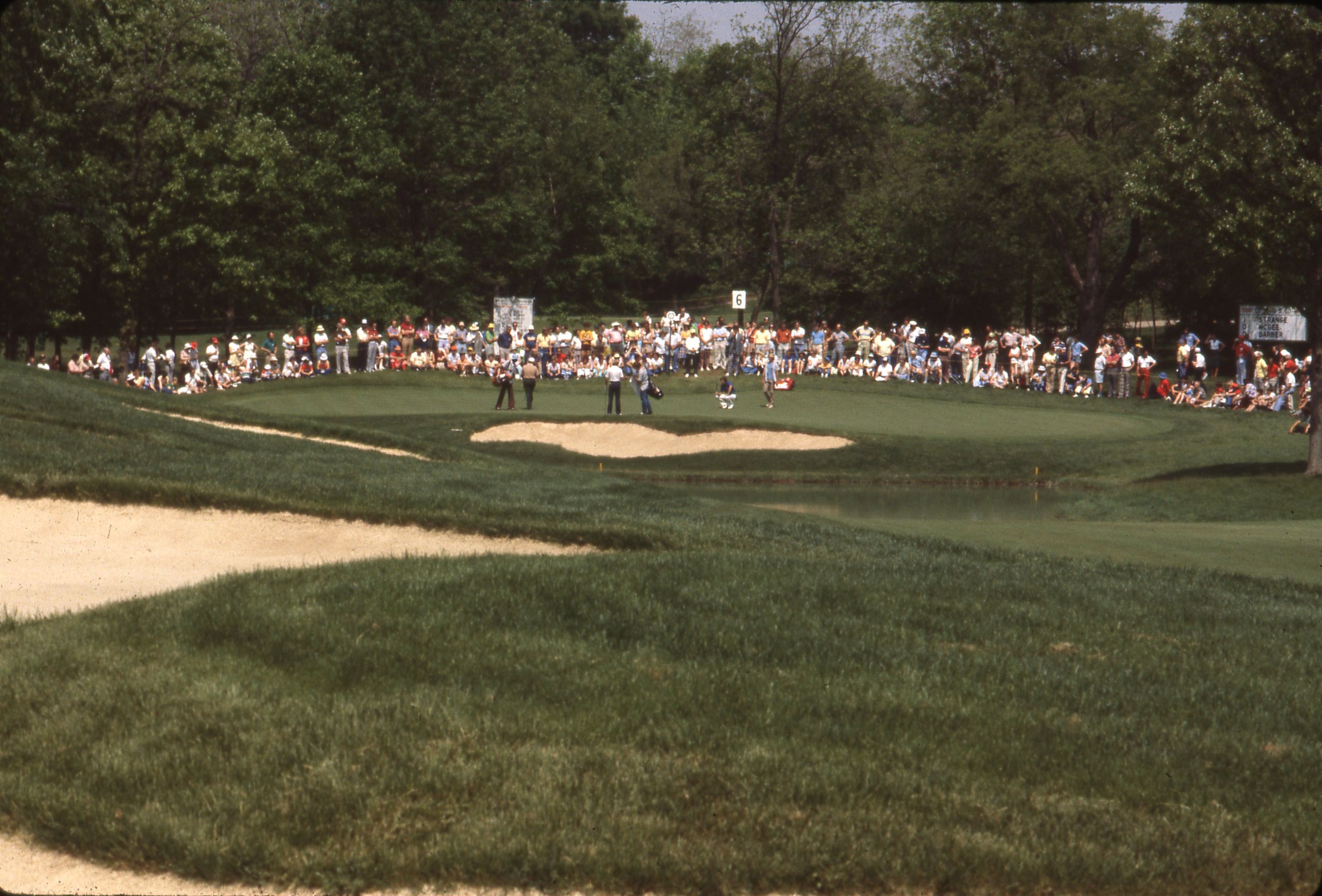 The sixth green at Muirfield Village Golf Club during the 1980 Memorial Tournament